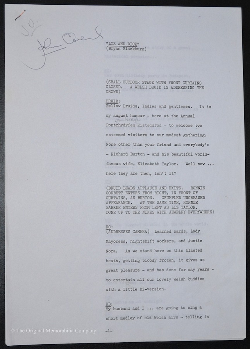 1972 Two Ronnies musical number 'Liz & Dick' script