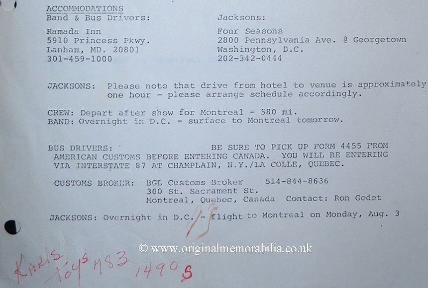 Jackson 5 1981 Tour Document