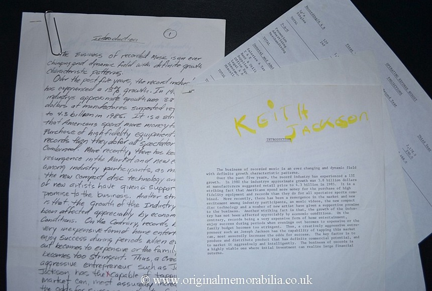 Joseph Jackson Handwritten Business Plan