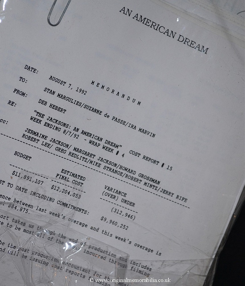 A unique dossier of hundreds of pages for The Jacksons An American Dream