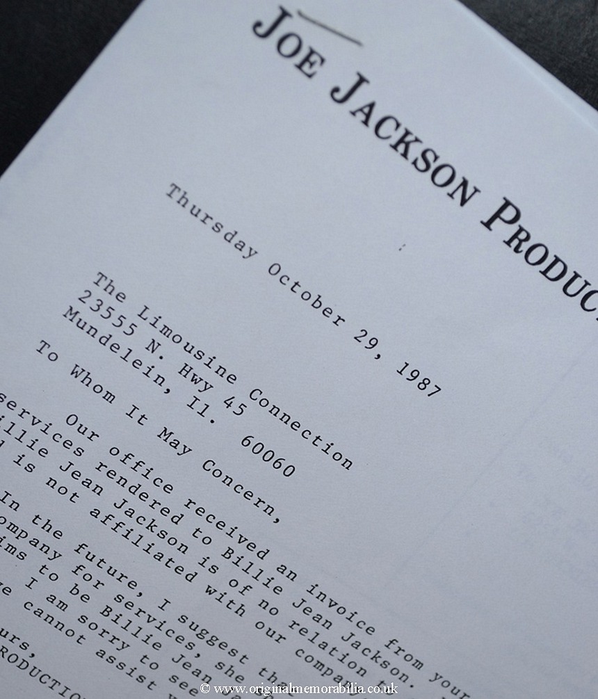 Billie Jean Jackson Letter