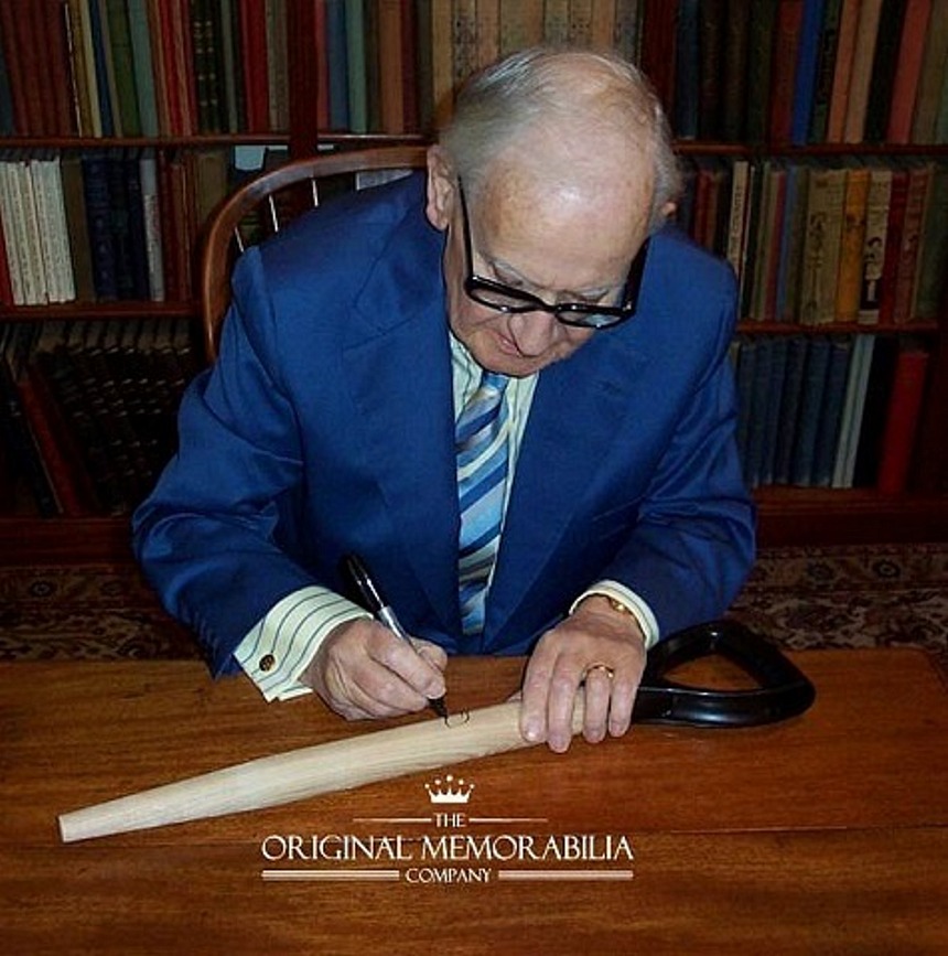 Ronnie Barker signed Fork Handle