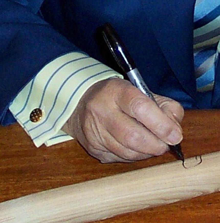Ronnie Barker signed Fork Handle