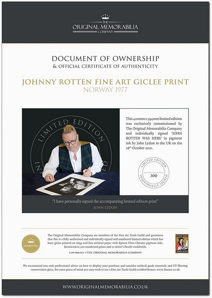 Johnny Rotten Norway Number 1 - Unframed